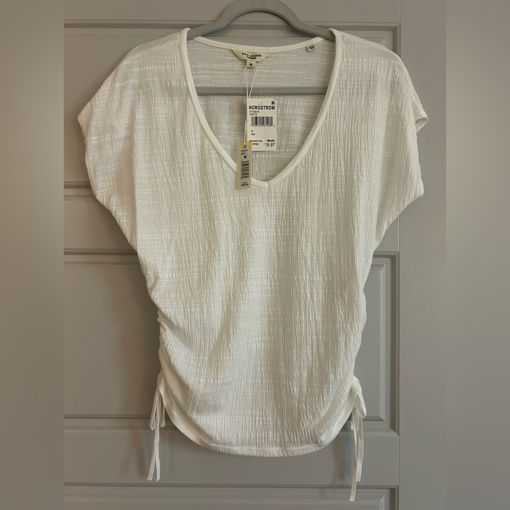 Max Studio White Short Sleeve Top